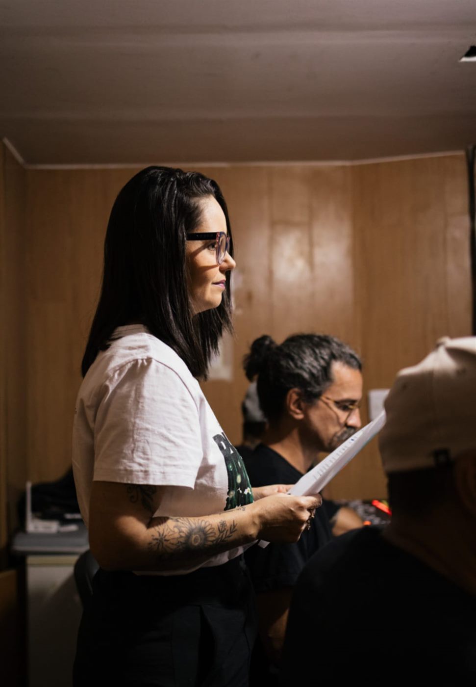 Produção acompanhando o espetáculo nos bastidores